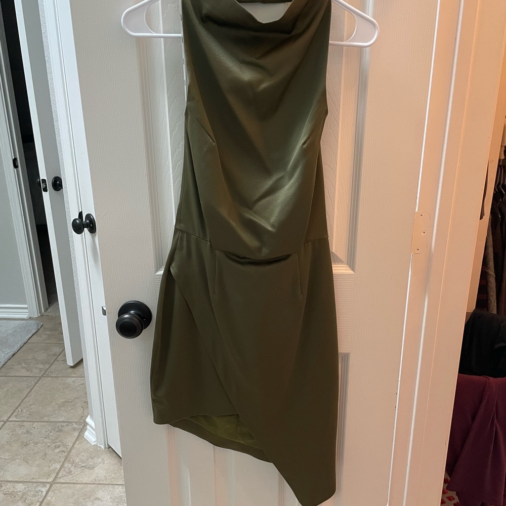 Elliatt Asymmetrical Olive Mini Dress